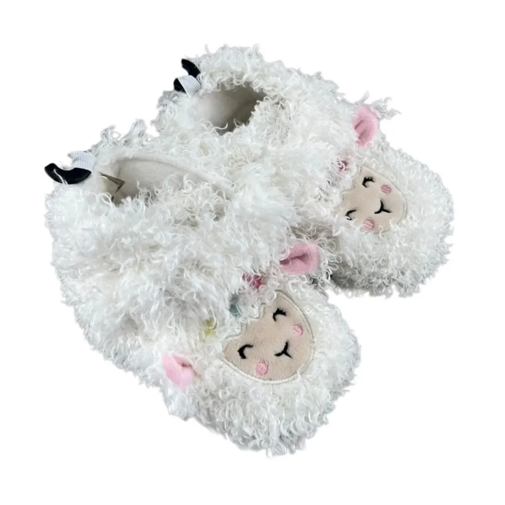 Baby Girl Llama Fuzzy Cozy Slippers Shoes Size 6